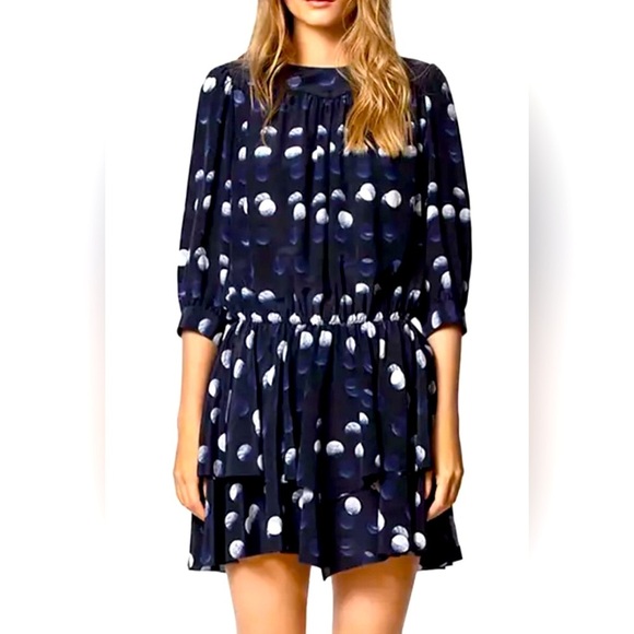 Zadig & Voltaire Navy Blue Silk Roka Dots Mini Dress - Picture 3 of 10